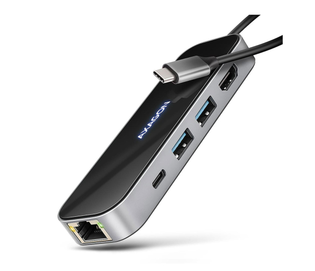 Axagon HMC-6GLN USB-C 5Gbps GLASS 6in1 hub - 1485455 - zdjęcie